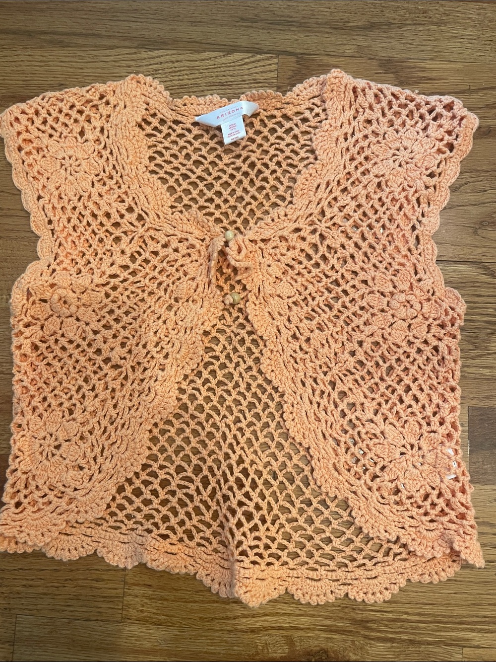 Arizona Jean Company Kids Peach Crochet Open-Knit Crochet Vest